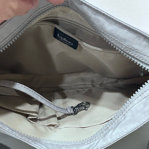 Kipling Angie Crossbody Bag Grey Lightweight Nylon Travel Purse Multi-Pocket - Picture 5 of 15